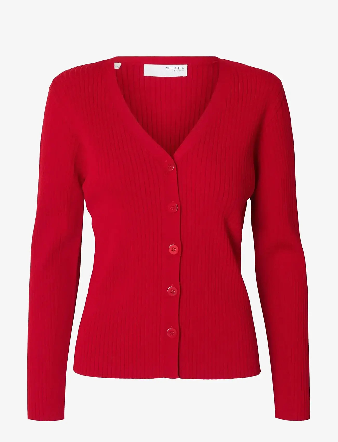 Selected - SLFCARLY LS KNIT CARDIGAN - koftor - equestrian red - 1