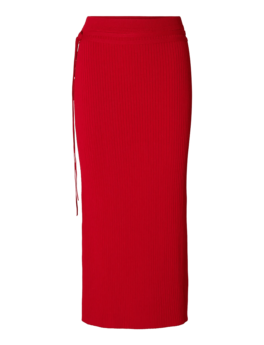 Selected - SLFCARLY MW KNIT ANKLE SKIRT - maxi röcke - equestrian red - 1