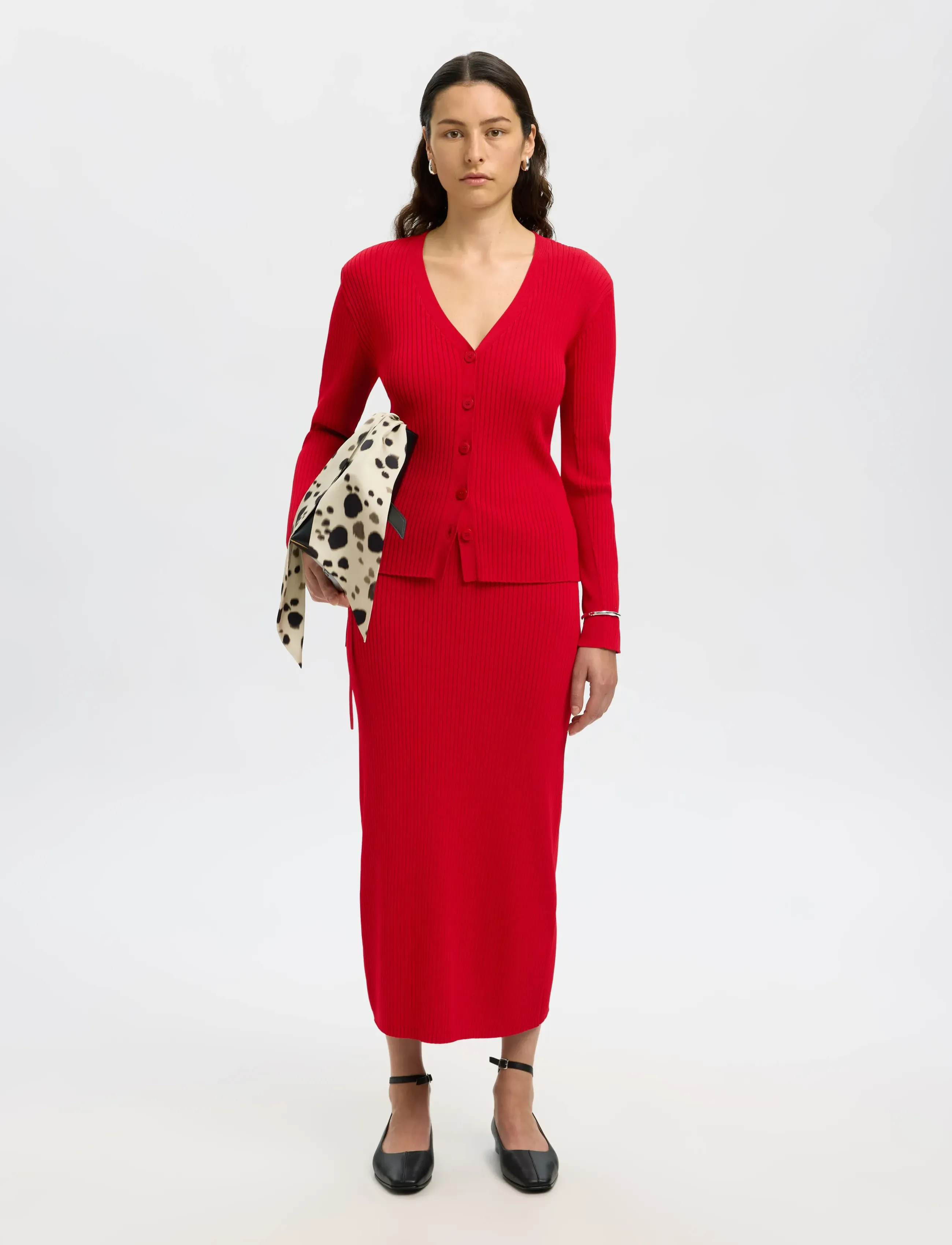 Selected - SLFCARLY MW KNIT ANKLE SKIRT - maxi nederdele - equestrian red - 4