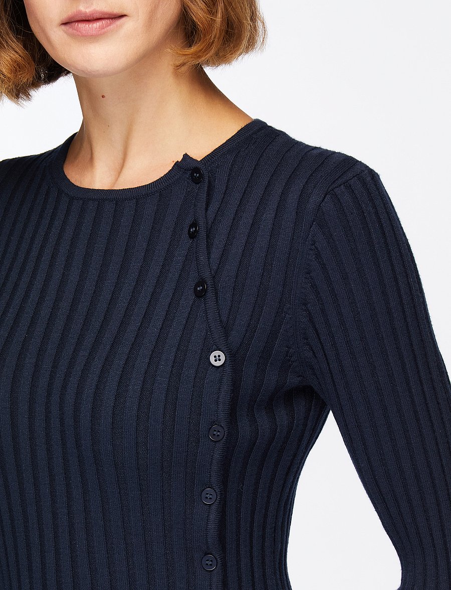 Selected - SLFHELEN LS KNIT BUTTON O-NECK TOP - pullover - dark sapphire - 5