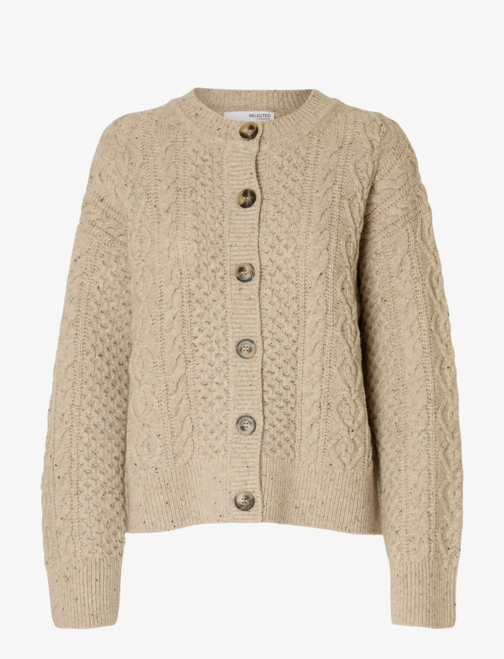 Selected - SLFNELLY LS KNIT O-NECK CARDIGAN - cardigans - birch - 1
