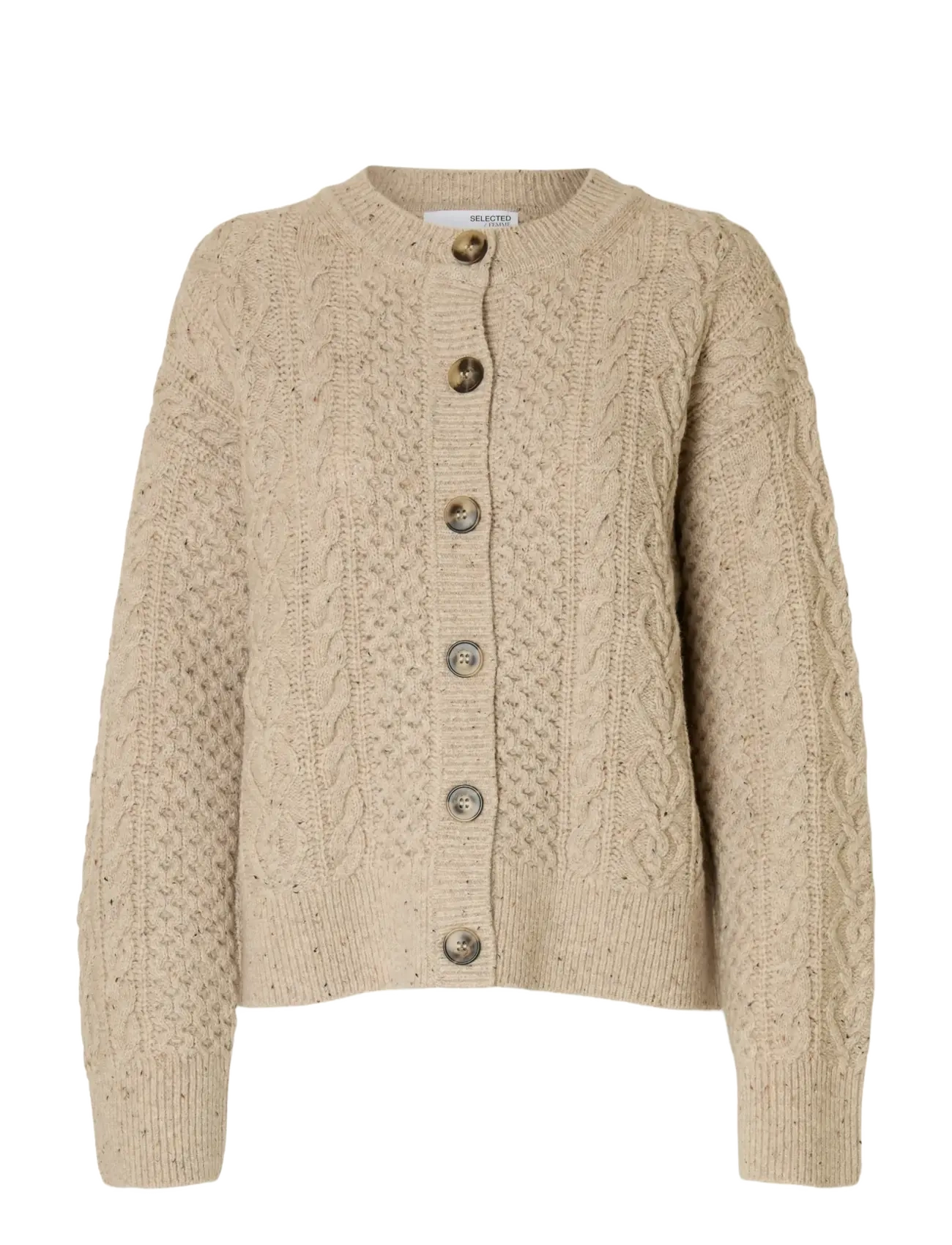 Selected SLFNELLY LS KNIT O-NECK CARDIGAN - Cardigans - BIRCH / beige