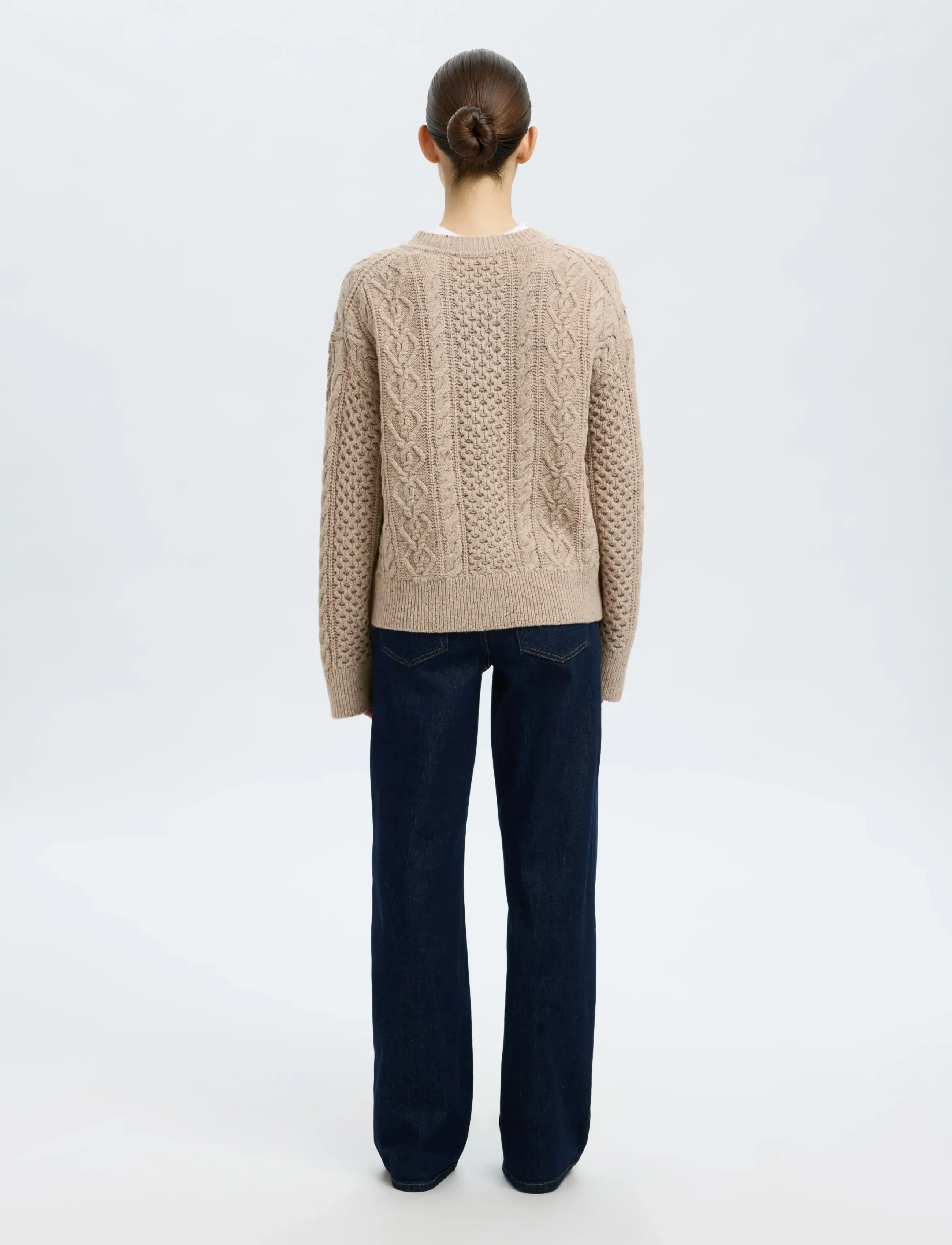 Selected - SLFNELLY LS KNIT O-NECK CARDIGAN - koftor - birch - 2
