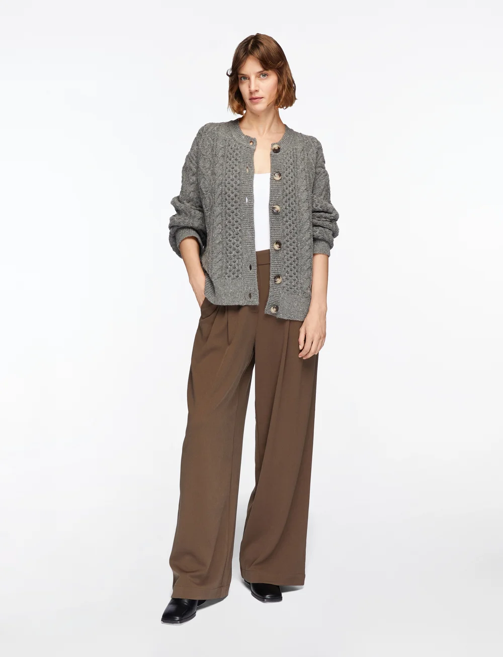 Selected - SLFNELLY LS KNIT O-NECK CARDIGAN - cardigans - medium grey melange - 2