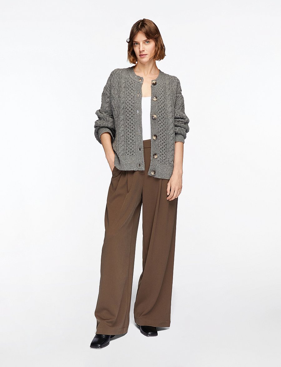 Selected - SLFNELLY LS KNIT O-NECK CARDIGAN - gilets - medium grey melange - 2