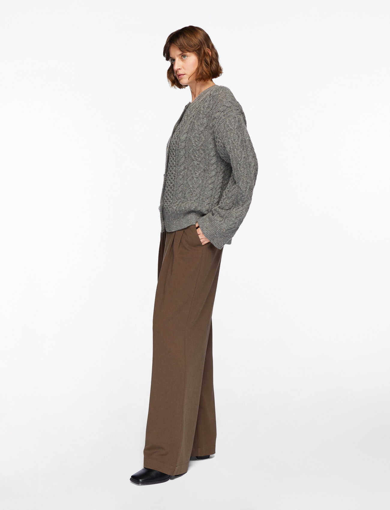 Selected - SLFNELLY LS KNIT O-NECK CARDIGAN - cardigans - medium grey melange - 3