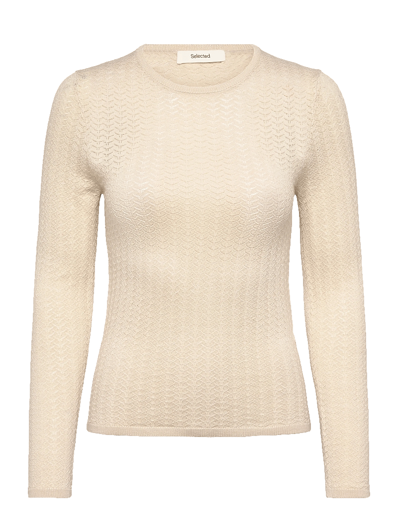 Selected - SLFNAJA TIGHT LS KNIT O-NECK - stickade tröjor - birch - 0