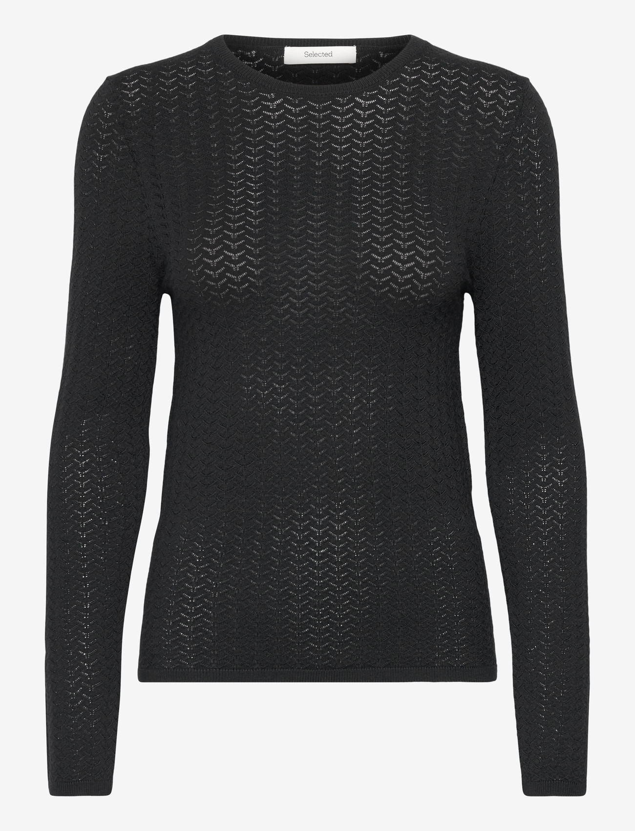 Selected - SLFNAJA TIGHT LS KNIT O-NECK - stickade tröjor - black - 0