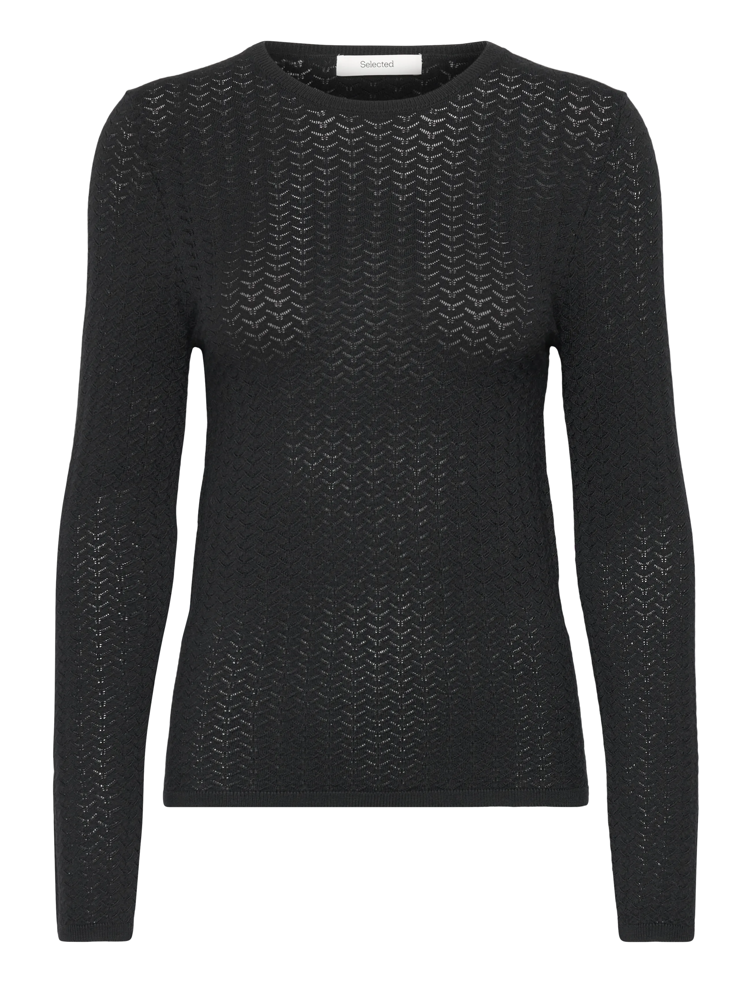 Selected SLFNAJA TIGHT LS KNIT O-NECK - Selected - BLACK / black