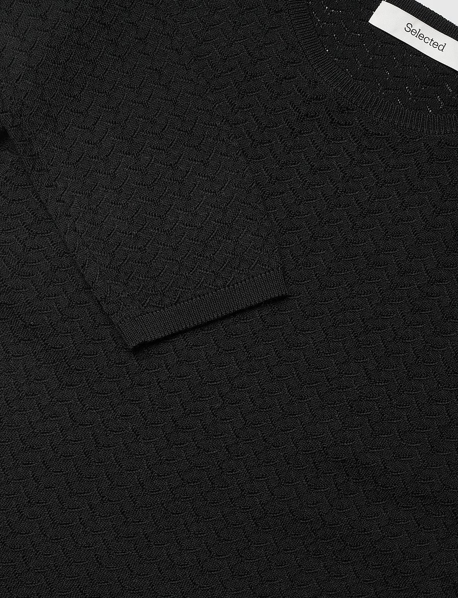 Selected - SLFNAJA TIGHT LS KNIT O-NECK - striktrøjer - black - 2