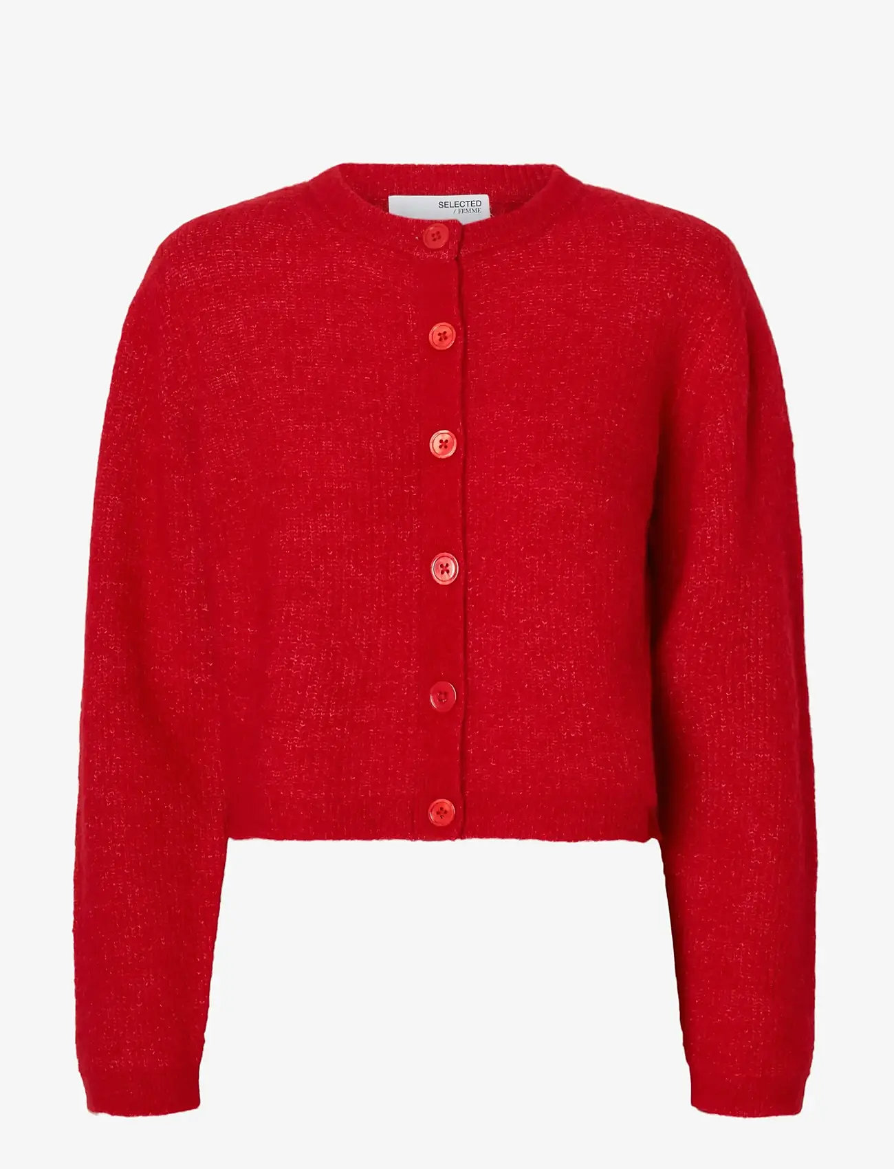 Selected - SLFSIA RAS LS KNIT CROPPED CARDIGAN - equestrian red - 1