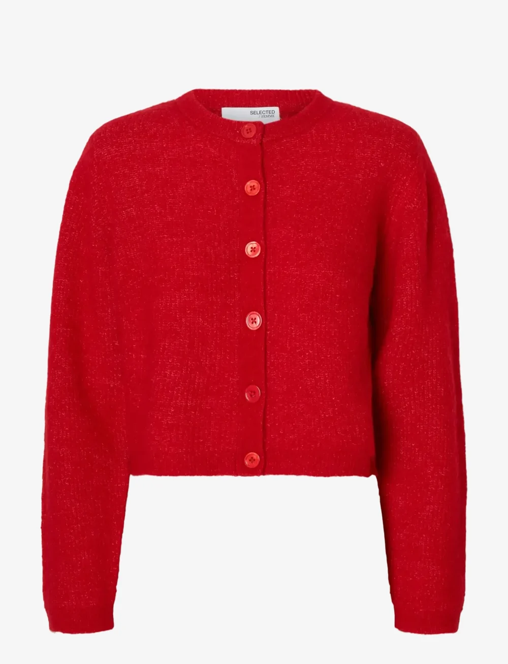 Selected - SLFSIA RAS LS KNIT CROPPED CARDIGAN - kardigani - equestrian red - 1