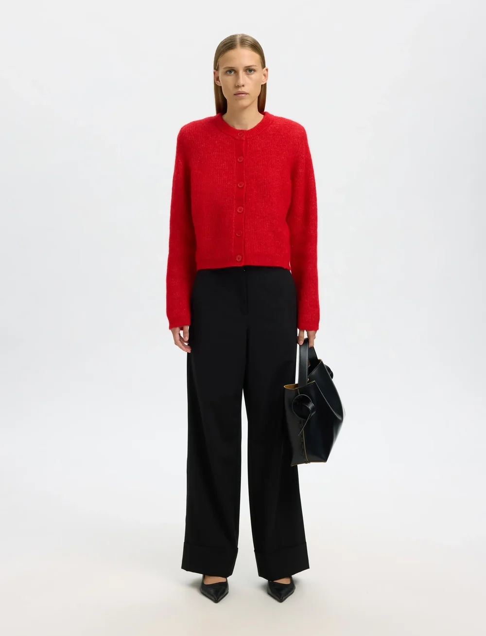 Selected - SLFSIA RAS LS KNIT CROPPED CARDIGAN - kardigani - equestrian red - 3