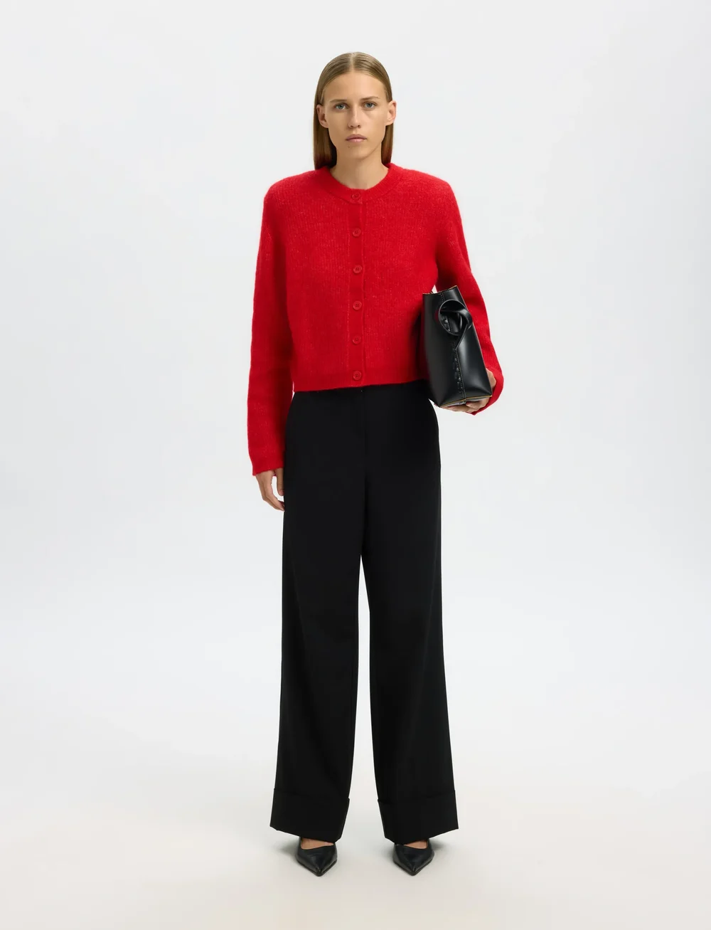 Selected - SLFSIA RAS LS KNIT CROPPED CARDIGAN - kardigani - equestrian red - 4