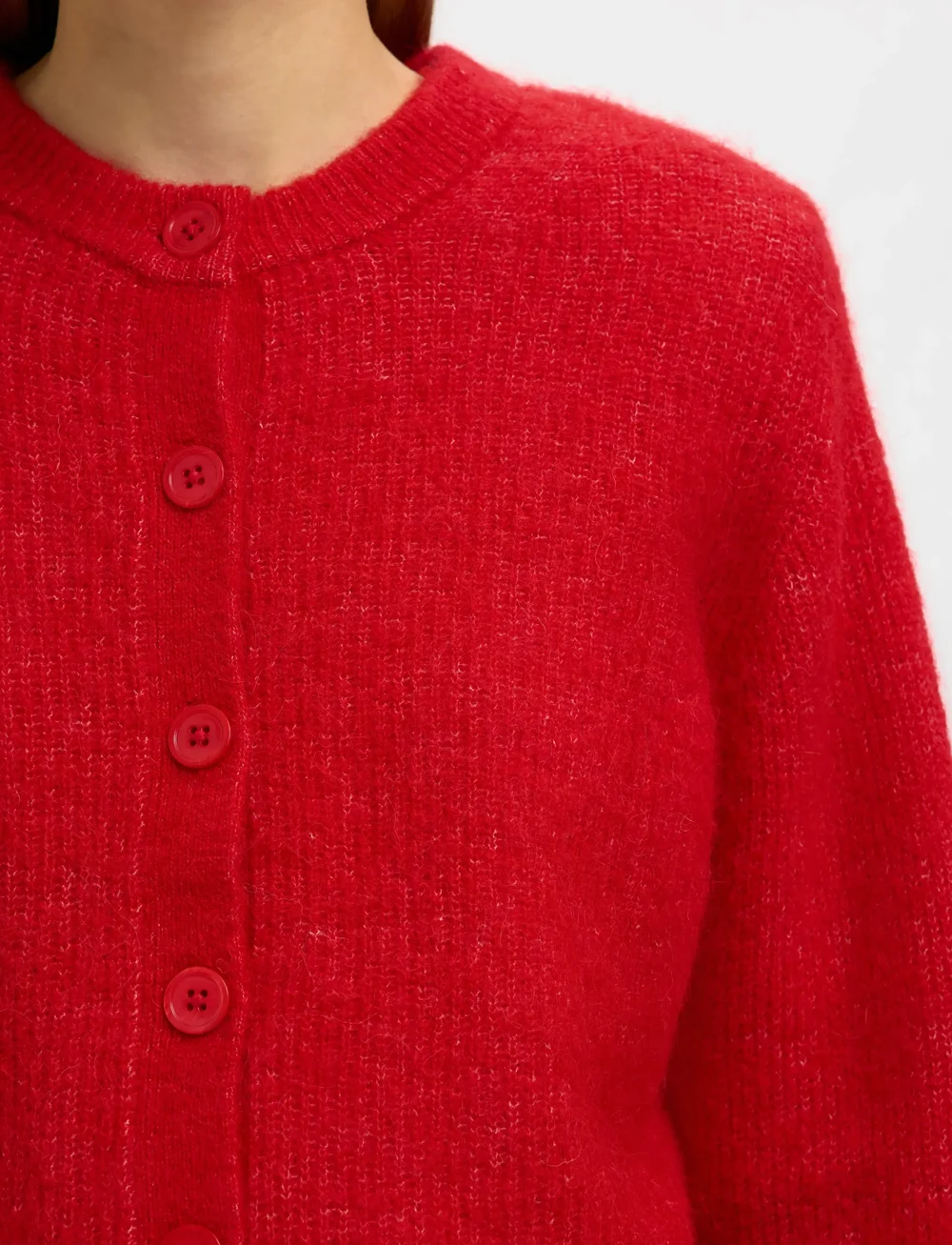 Selected - SLFSIA RAS LS KNIT CROPPED CARDIGAN - kardigani - equestrian red - 5