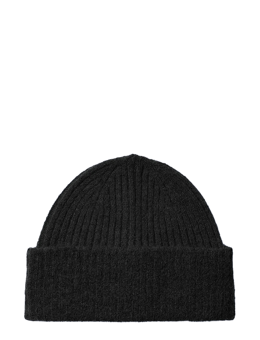 Selected - SLWLULU WOOL BLEND KNIT BEANIE NOOS - mützen - black - 1