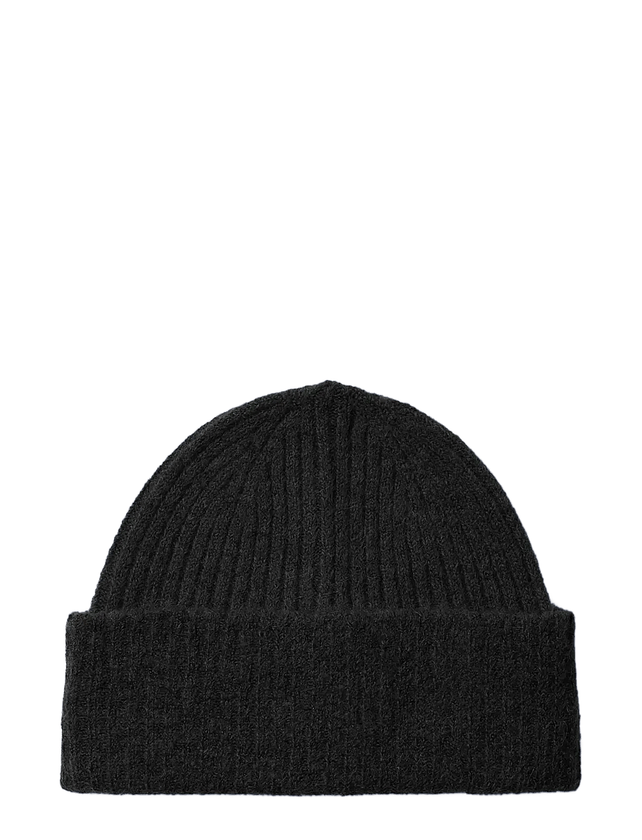 Selected - SLWLULU WOOL BLEND KNIT BEANIE NOOS - mützen - black - 2