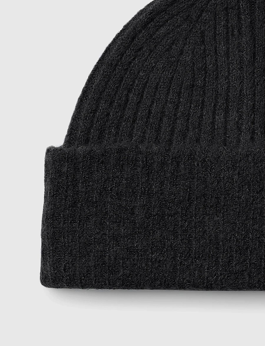 Selected - SLWLULU WOOL BLEND KNIT BEANIE NOOS - mützen - black - 3