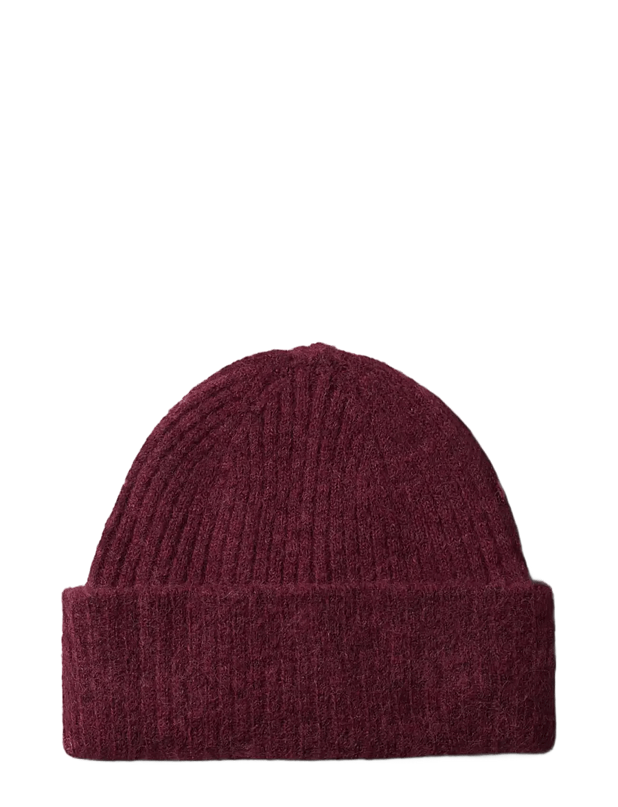Selected - SLWLULU WOOL BLEND KNIT BEANIE NOOS - mützen - tawny port - 0