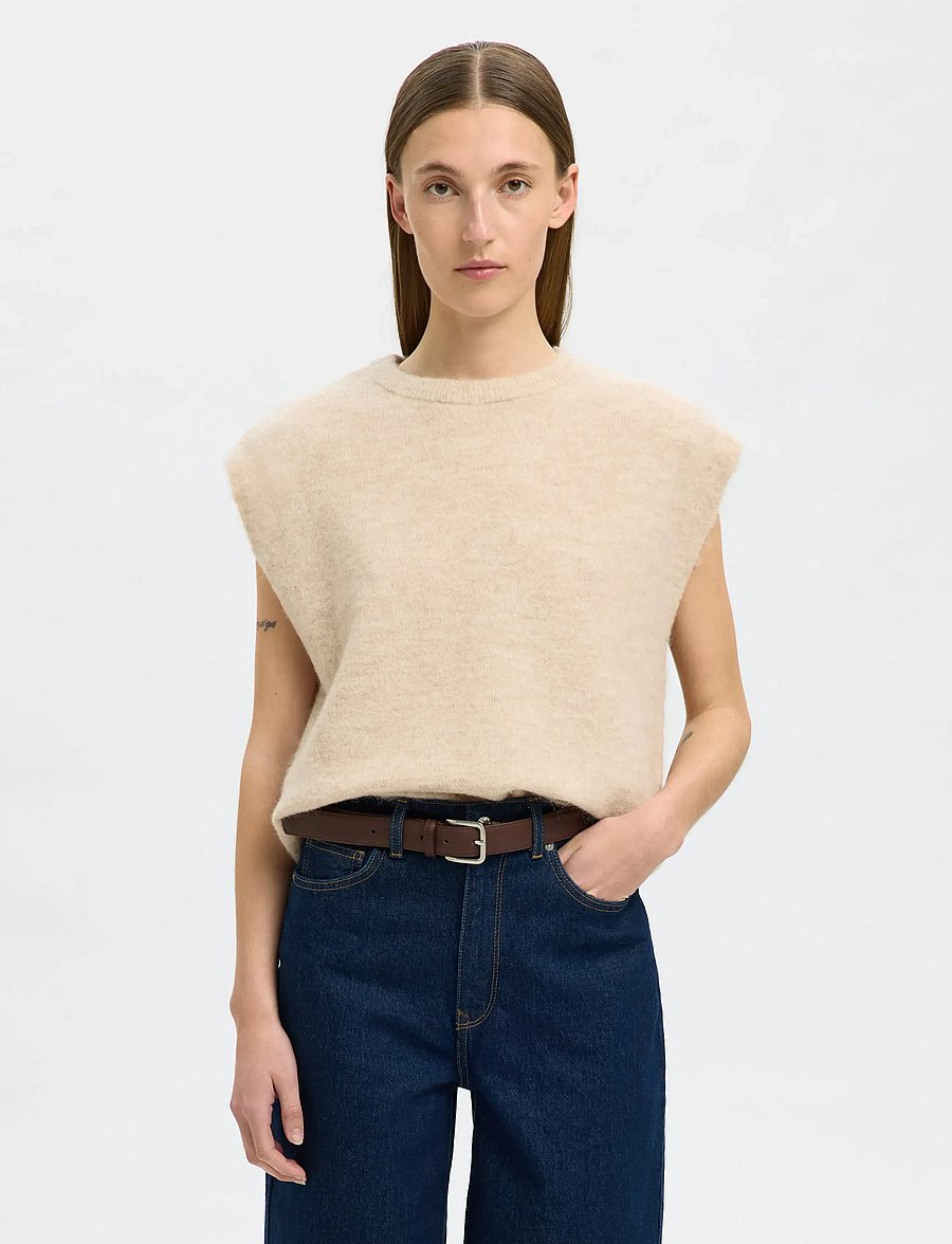 Selected - SLFLULU SL KNIT VEST - knitted vests - birch - 0