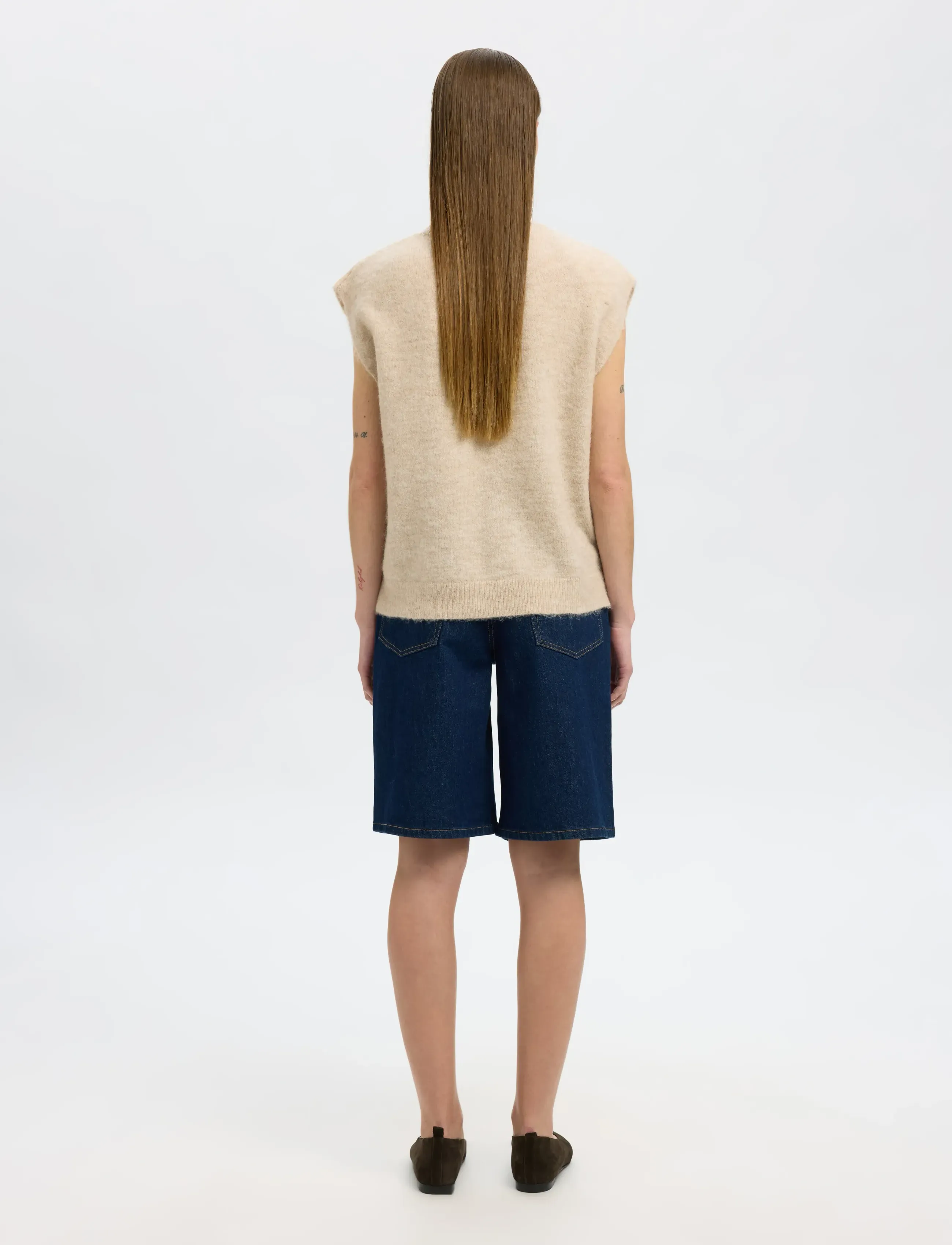 Selected - SLFLULU SL KNIT VEST - neuleliivit - birch - 2