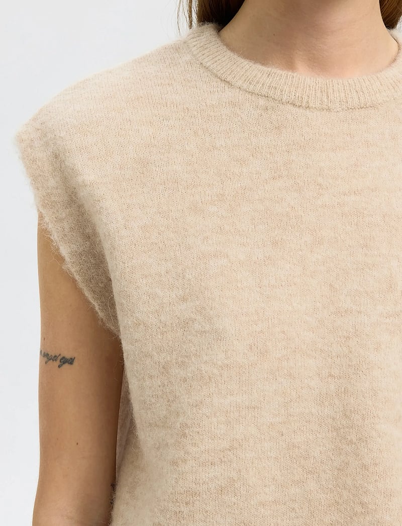 Selected - SLFLULU SL KNIT VEST - kootud vestid - birch - 4