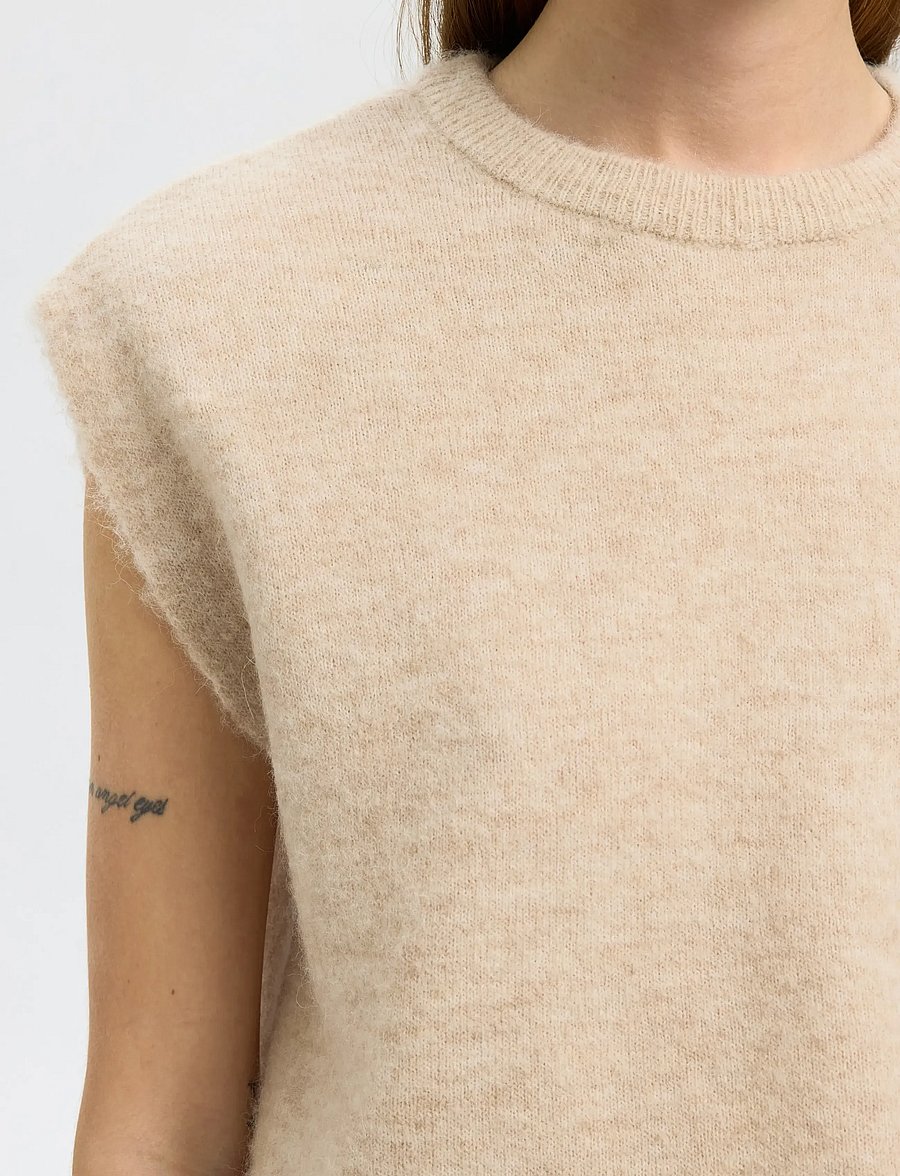 Selected - SLFLULU SL KNIT VEST - knitted vests - birch - 4