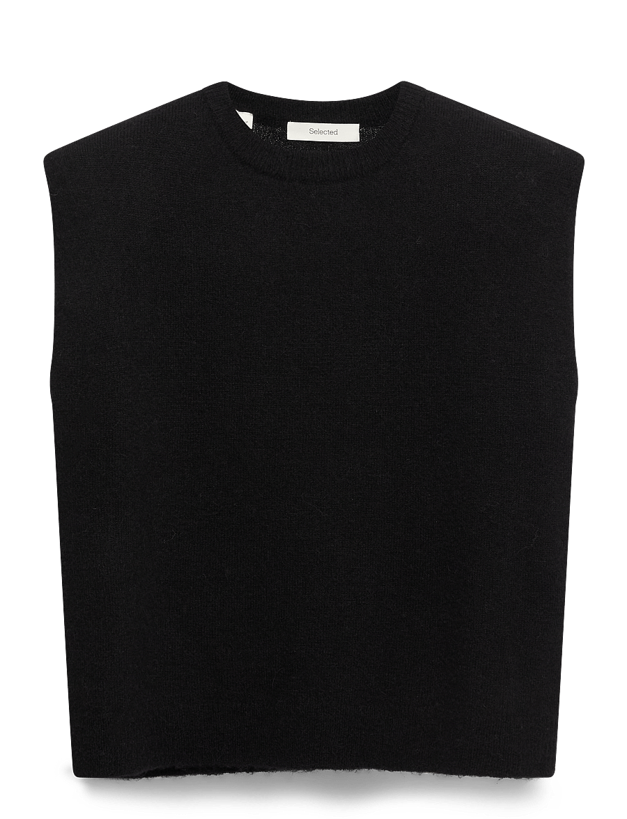 Selected - SLFLULU SL KNIT VEST - kootud vestid - black - 1