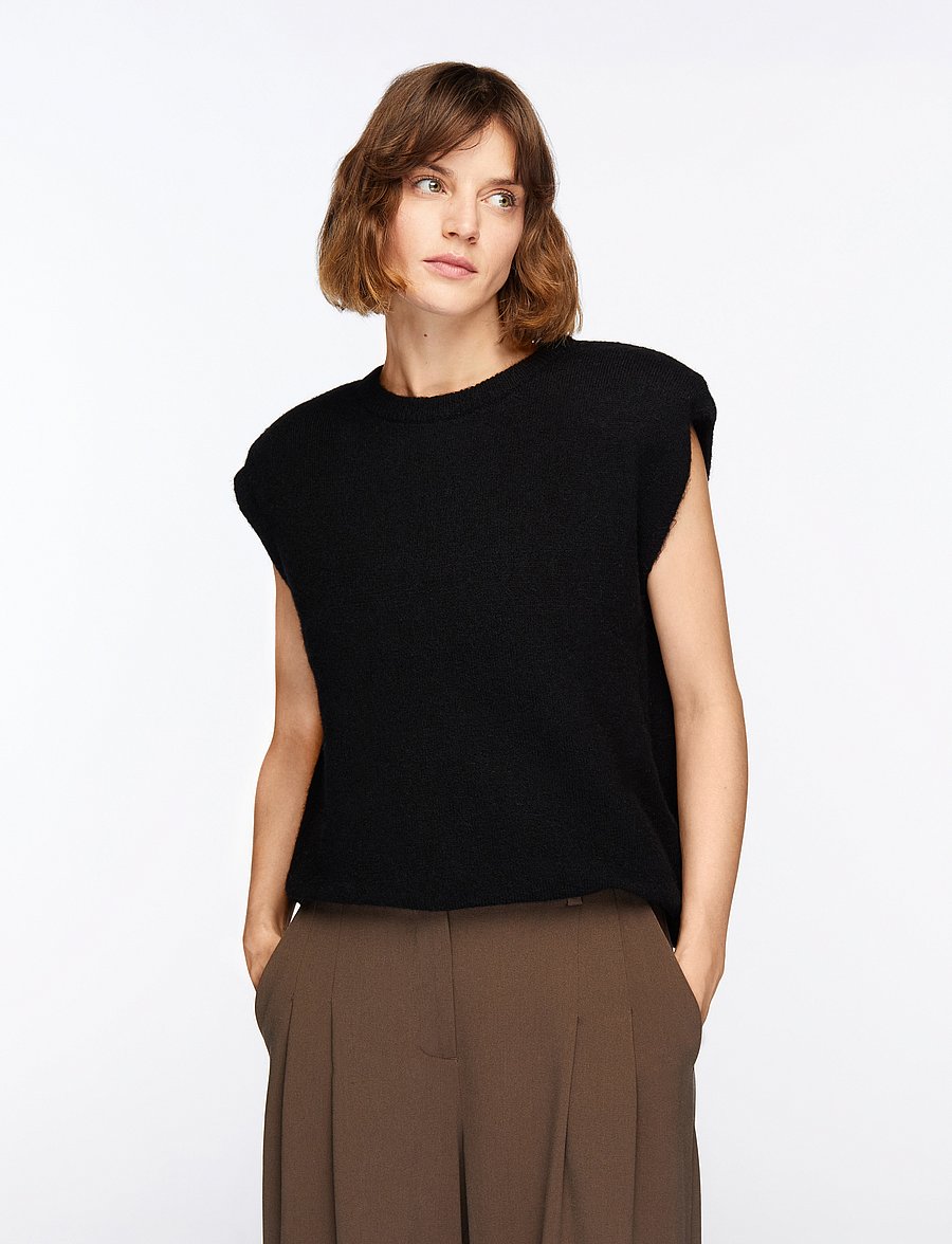 Selected - SLFLULU SL KNIT VEST - kootud vestid - black - 0