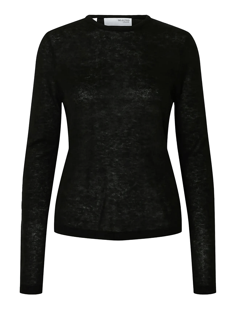 Selected - SLFSHIRLEY LS KNIT O-NECK - sviitrid - black - 1