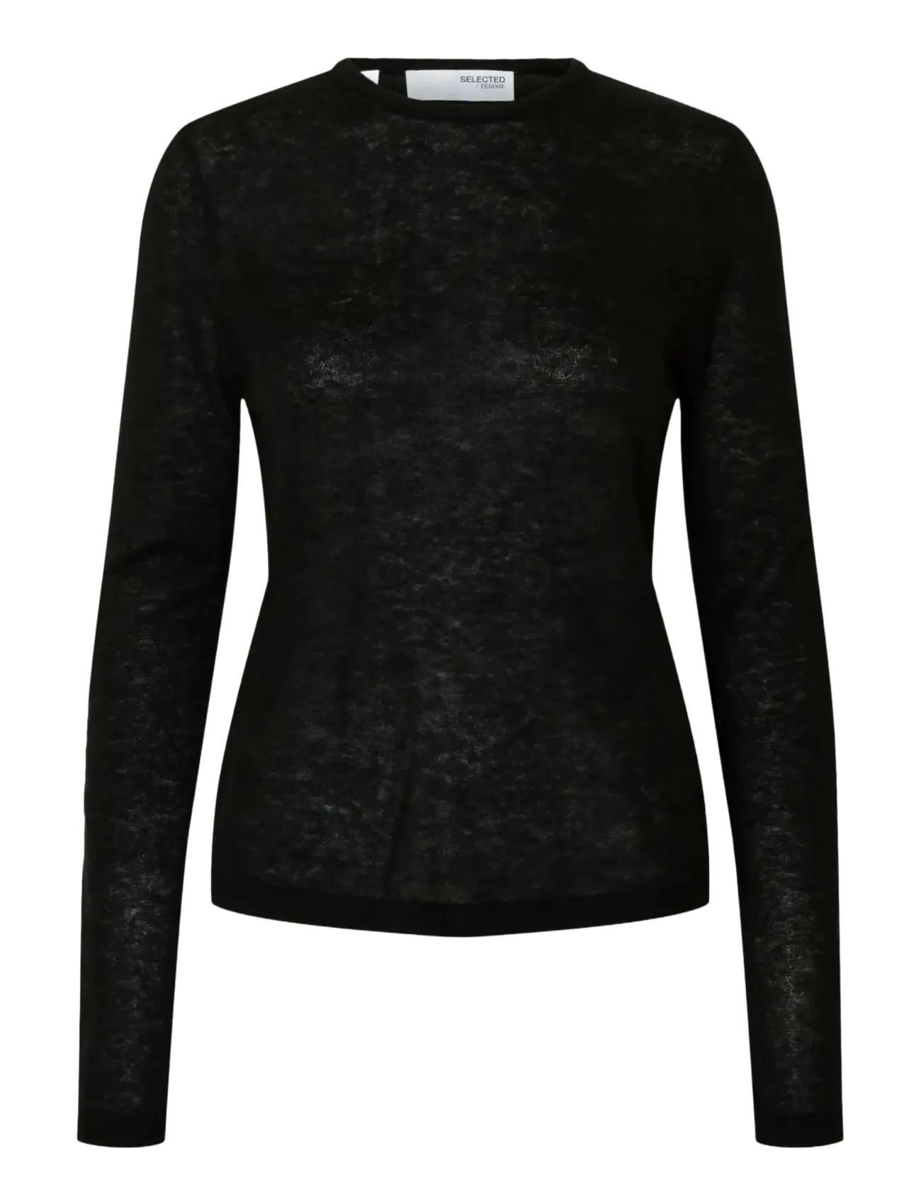 Selected SLFSHIRLEY LS KNIT O-NECK - Tøj - BLACK / black