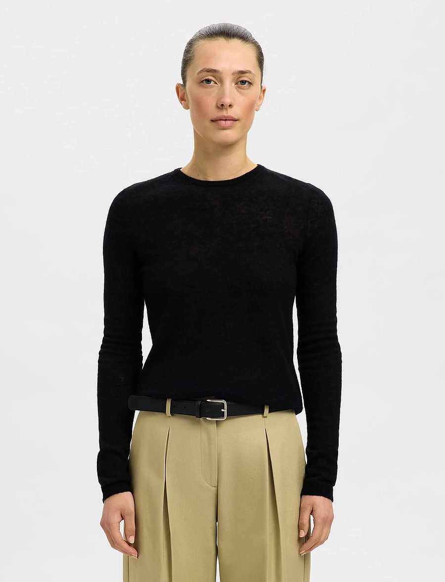 Selected - SLFSHIRLEY LS KNIT O-NECK - pullover - black - 0