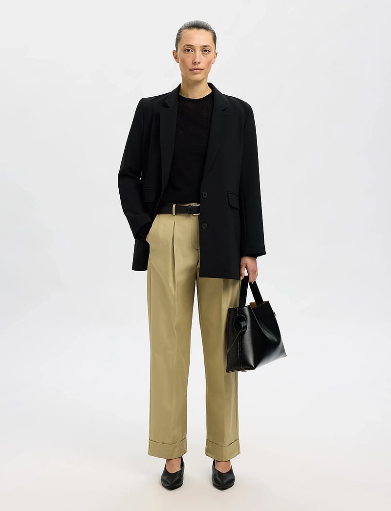 Selected - SLFSHIRLEY LS KNIT O-NECK - sviitrid - black - 5