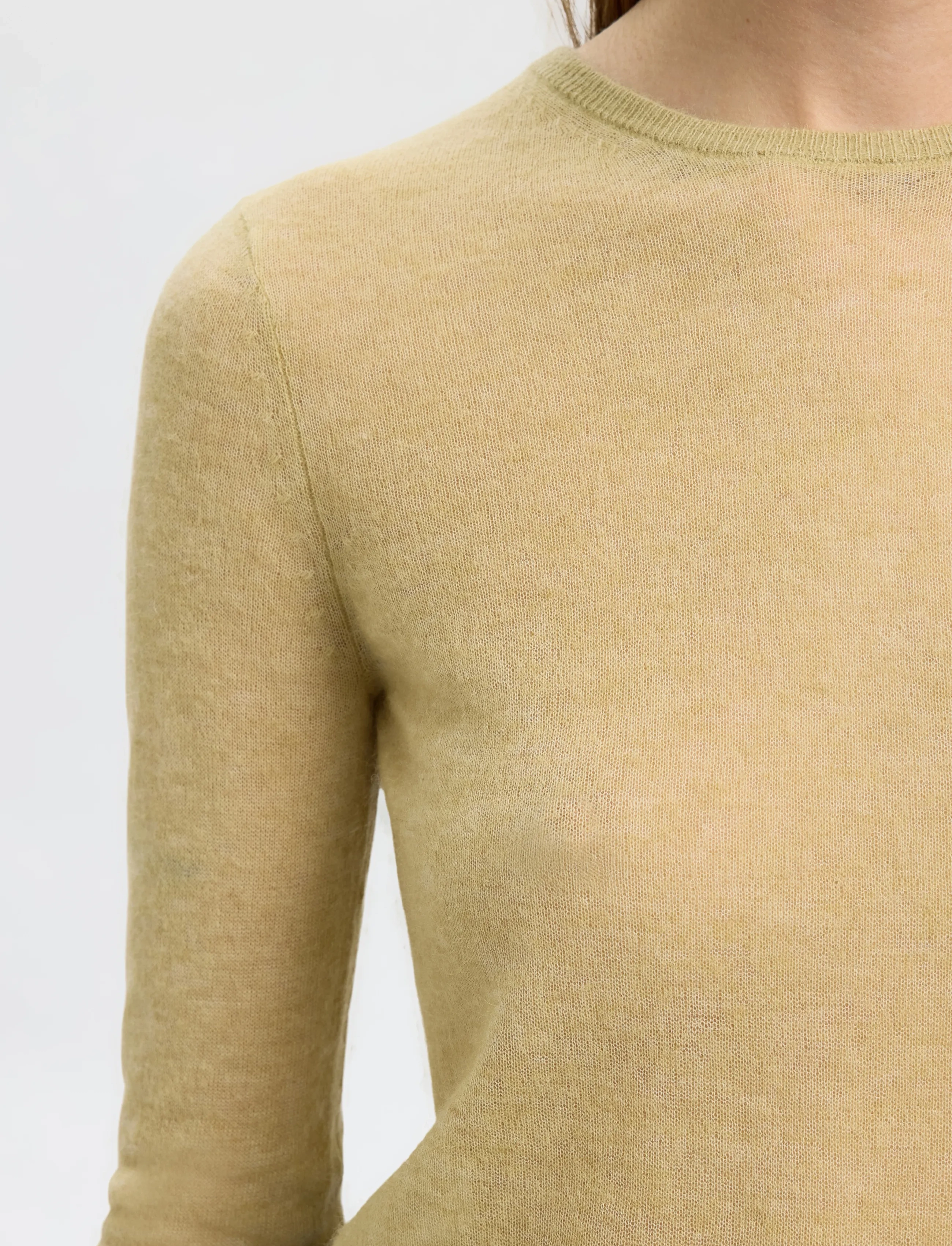 Selected - SLFSHIRLEY LS KNIT O-NECK - striktrøjer - slate green - 4