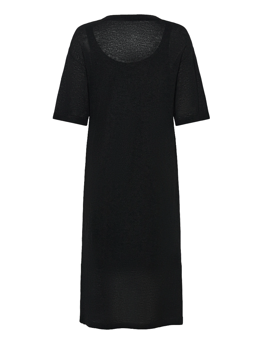 Selected - SLFSHIRLEY 2/4 KNIT DRESS - stickade klänningar - black - 1