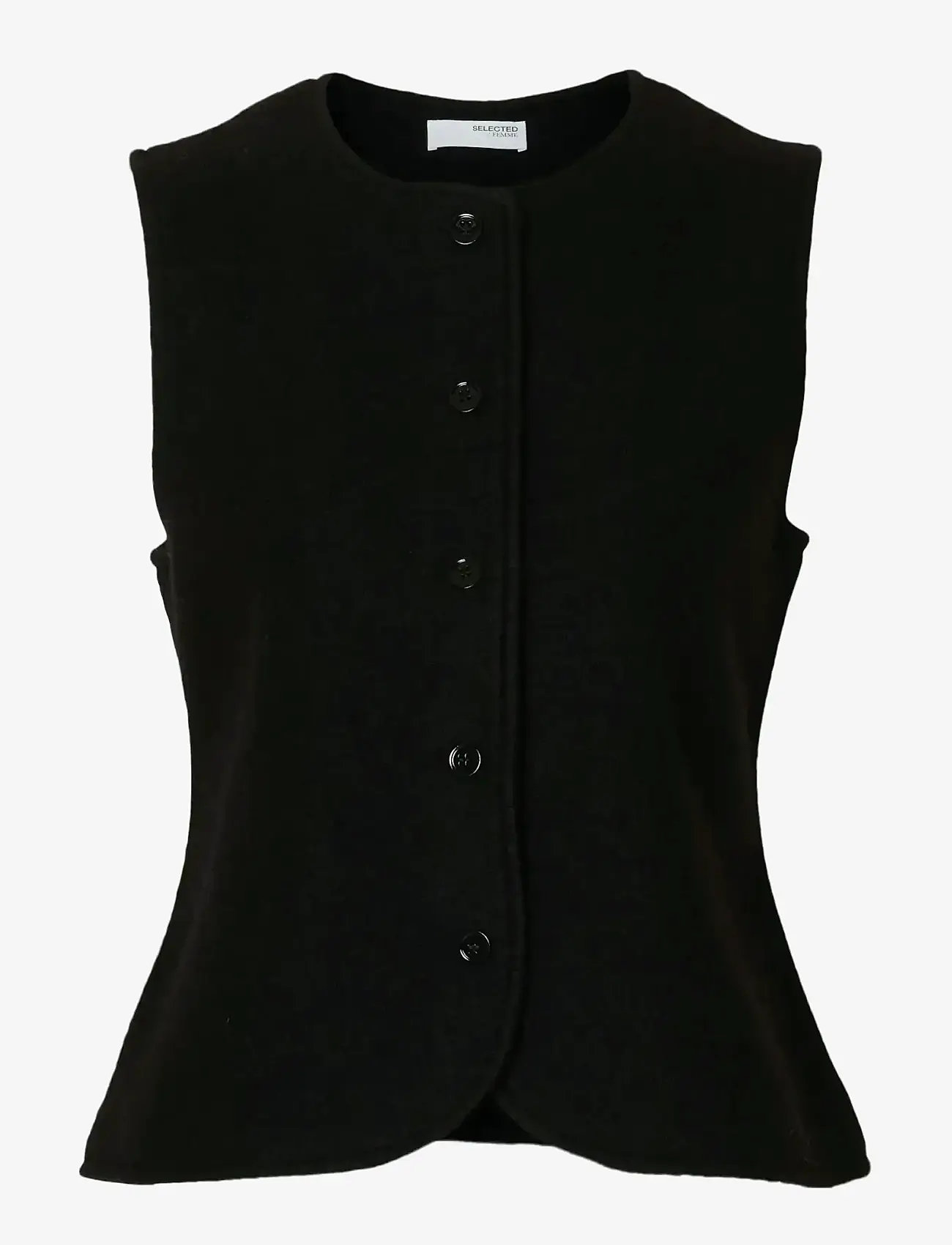 Selected - SLFDARLA KNIT BUTTON VEST - kootud vestid - black - 1