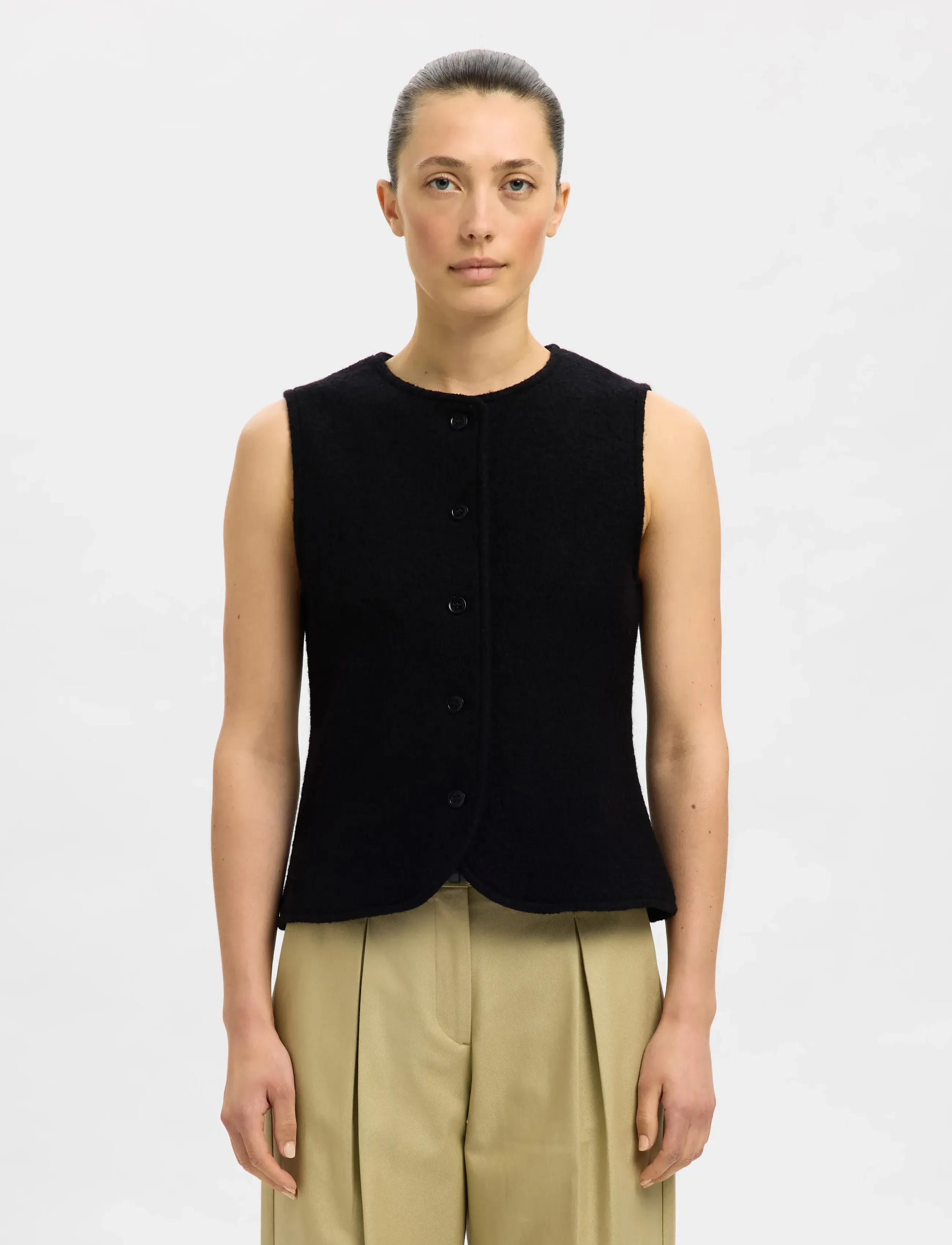 Selected Slfdarla Knit Button Vest, S, Westen, Schwarz - Knitted Frauen