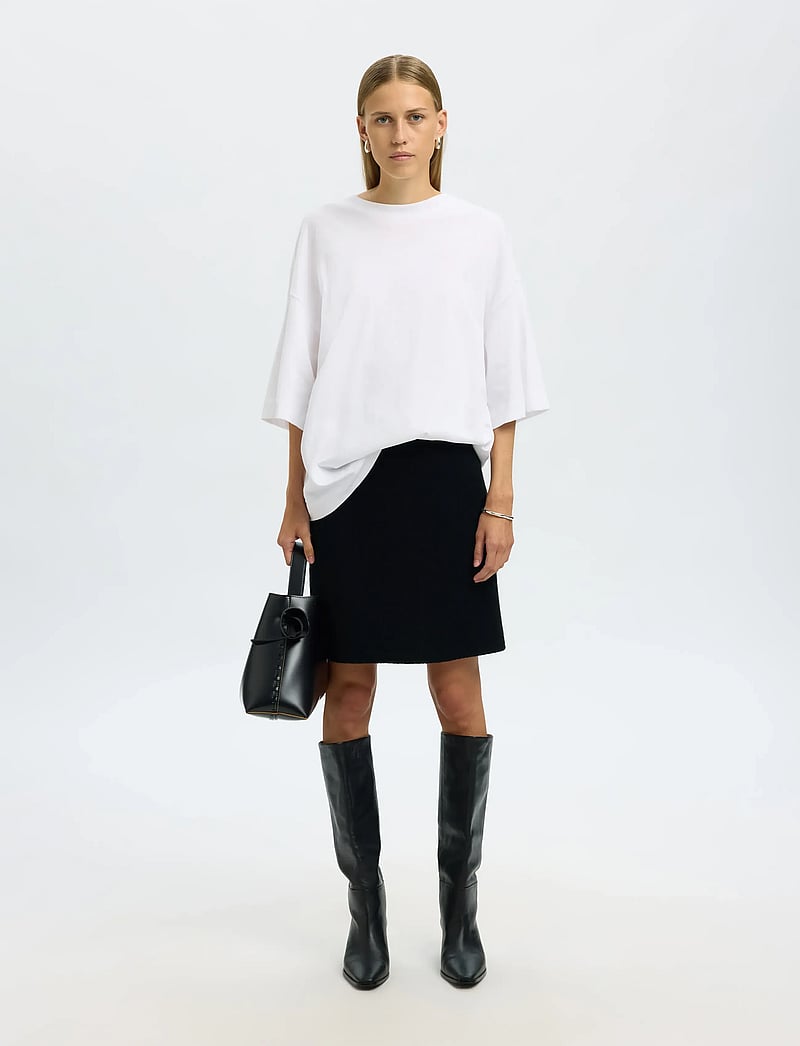 Selected - SLFDARLA HW KNIT SKIRT - stickade kjolar - black - 3