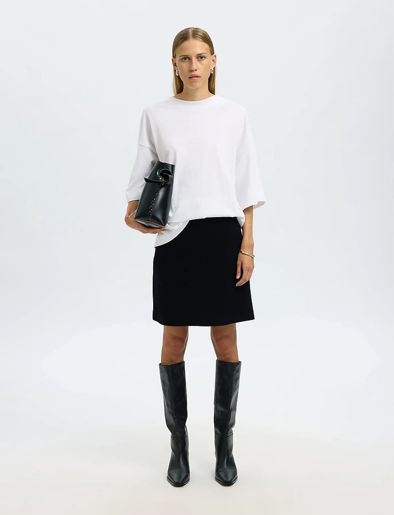 Selected - SLFDARLA HW KNIT SKIRT - stickade kjolar - black - 5