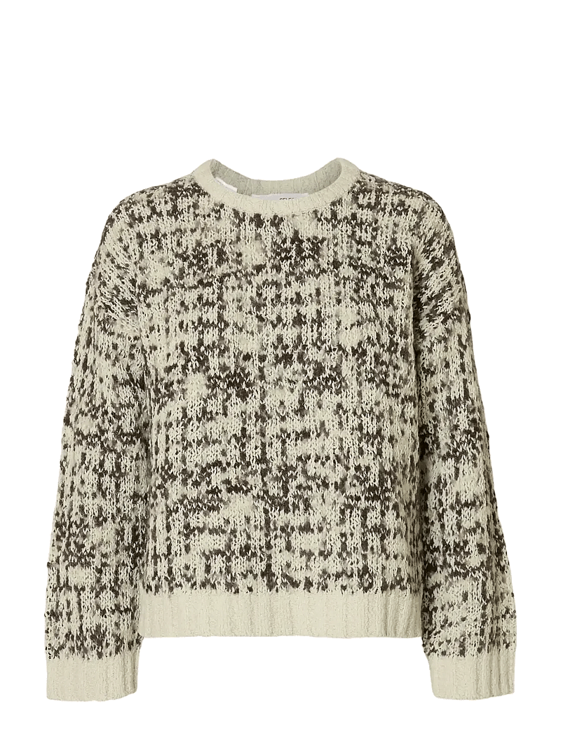 Selected - SLFLINDSAY LS KNIT O-NECK - strikkegensere - birch - 1