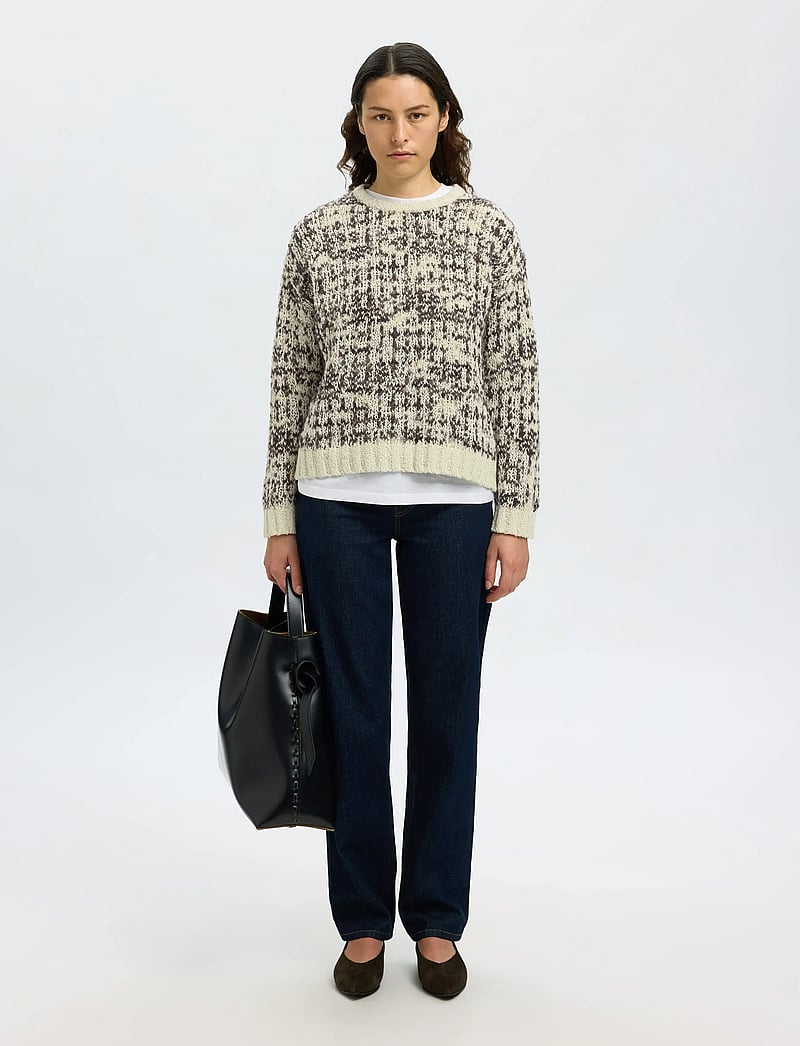 Selected - SLFLINDSAY LS KNIT O-NECK - striktrøjer - birch - 3