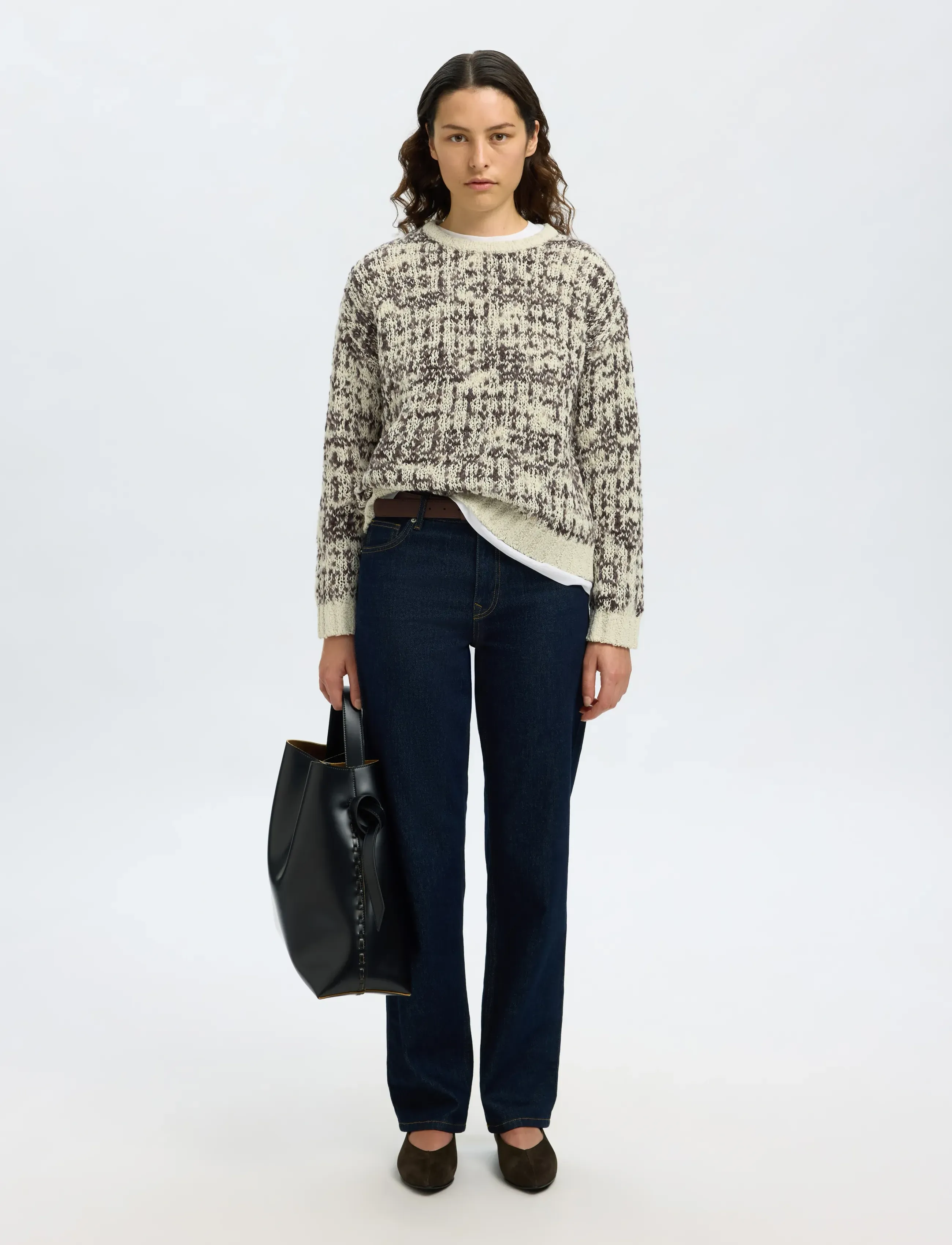 Selected - SLFLINDSAY LS KNIT O-NECK - striktrøjer - birch - 5