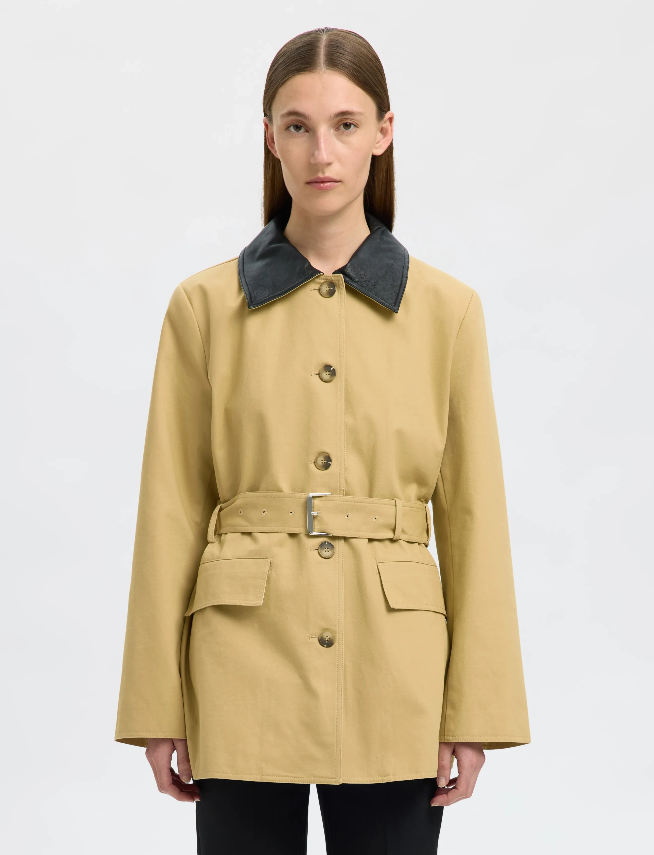 Selected Slfdua Jacket, Kvinder, Bæltet Jakke, Beige, Str: 36