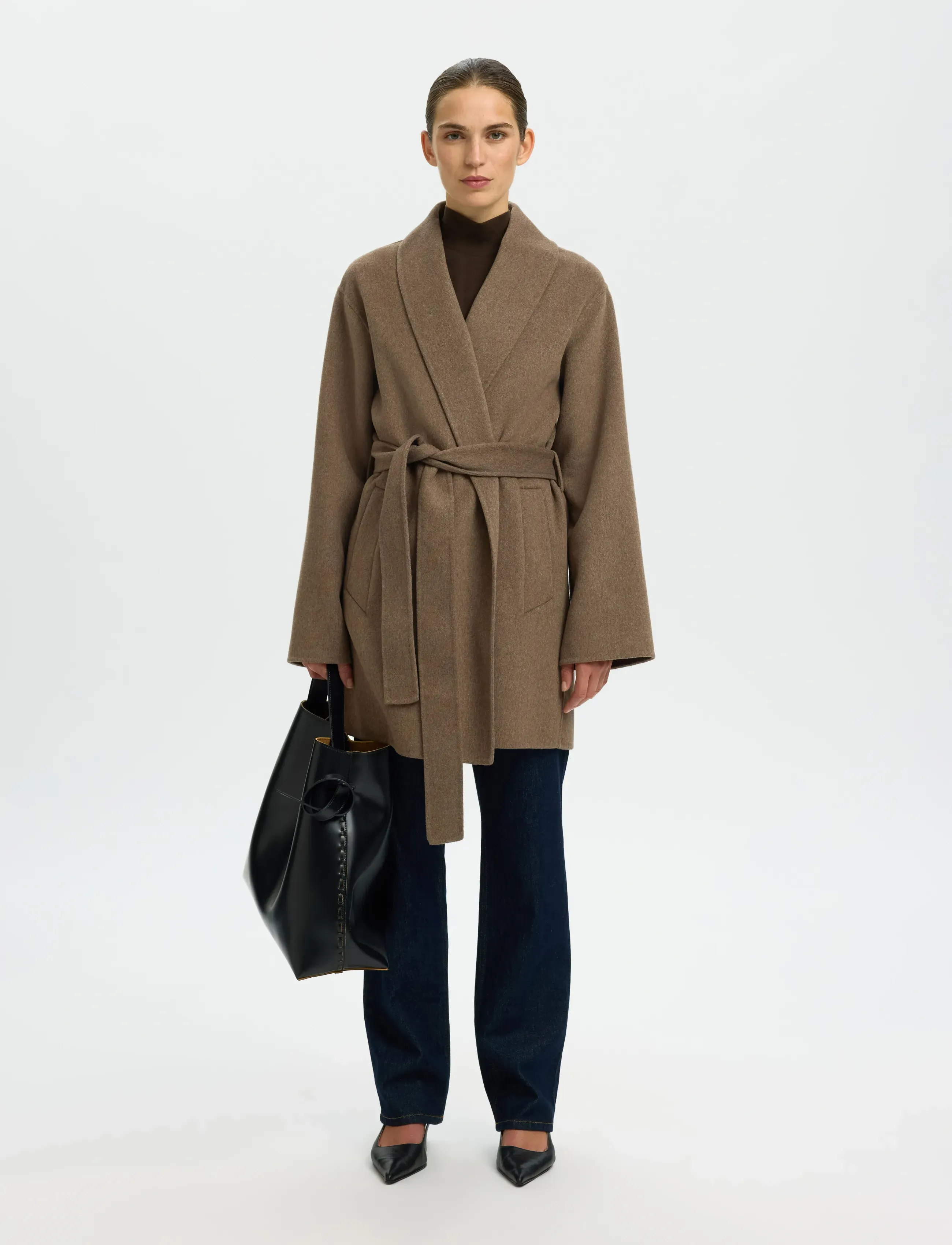 Selected Slfalia Handmade Jacket, 42, Brown, Frakker > Uldfrakker, Dame