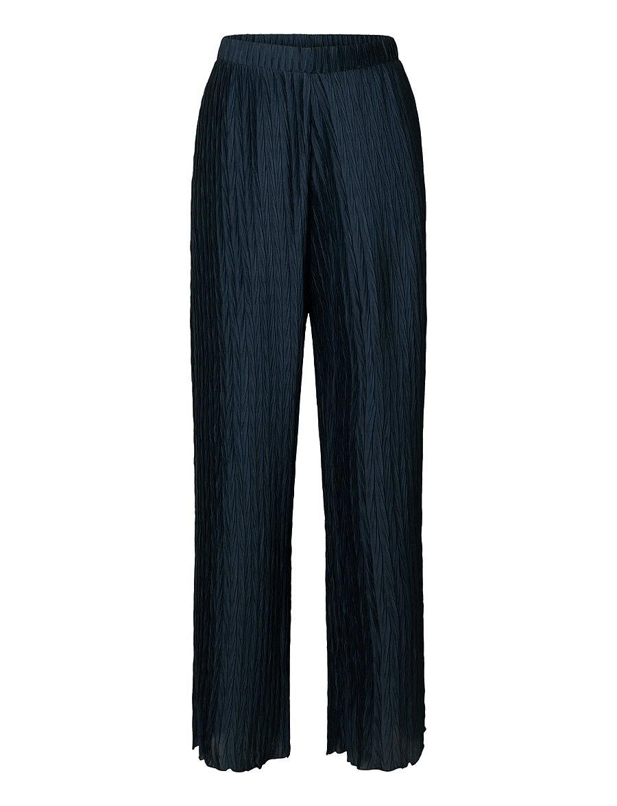 Selected - SLFELMA HW WIDE PLISSE PANT B - wide leg trousers - dark sapphire - 1