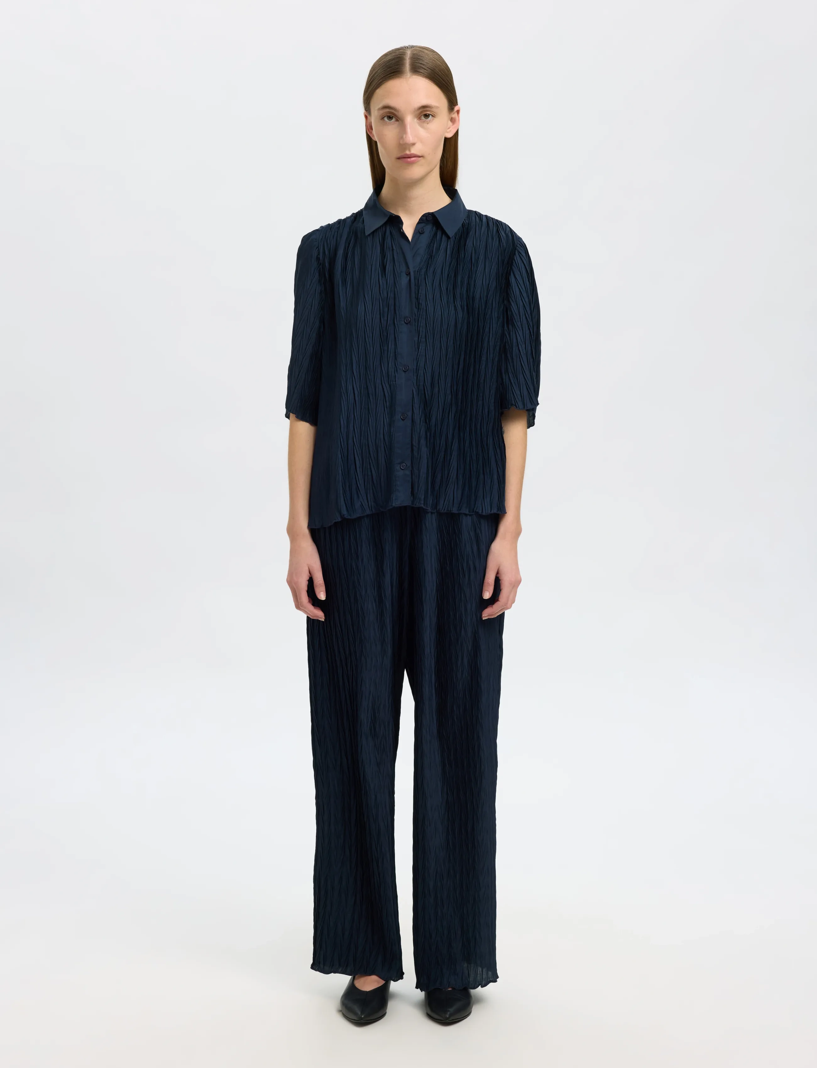 Slfelma Hw Wide Plisse Pant B 4