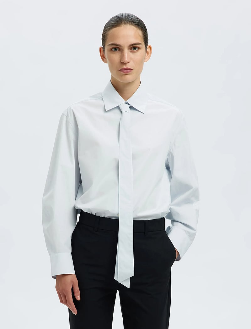 Selected - SLFNORMA OVERSIZE LS SHIRT B - langärmlige hemden - ancient water - 0