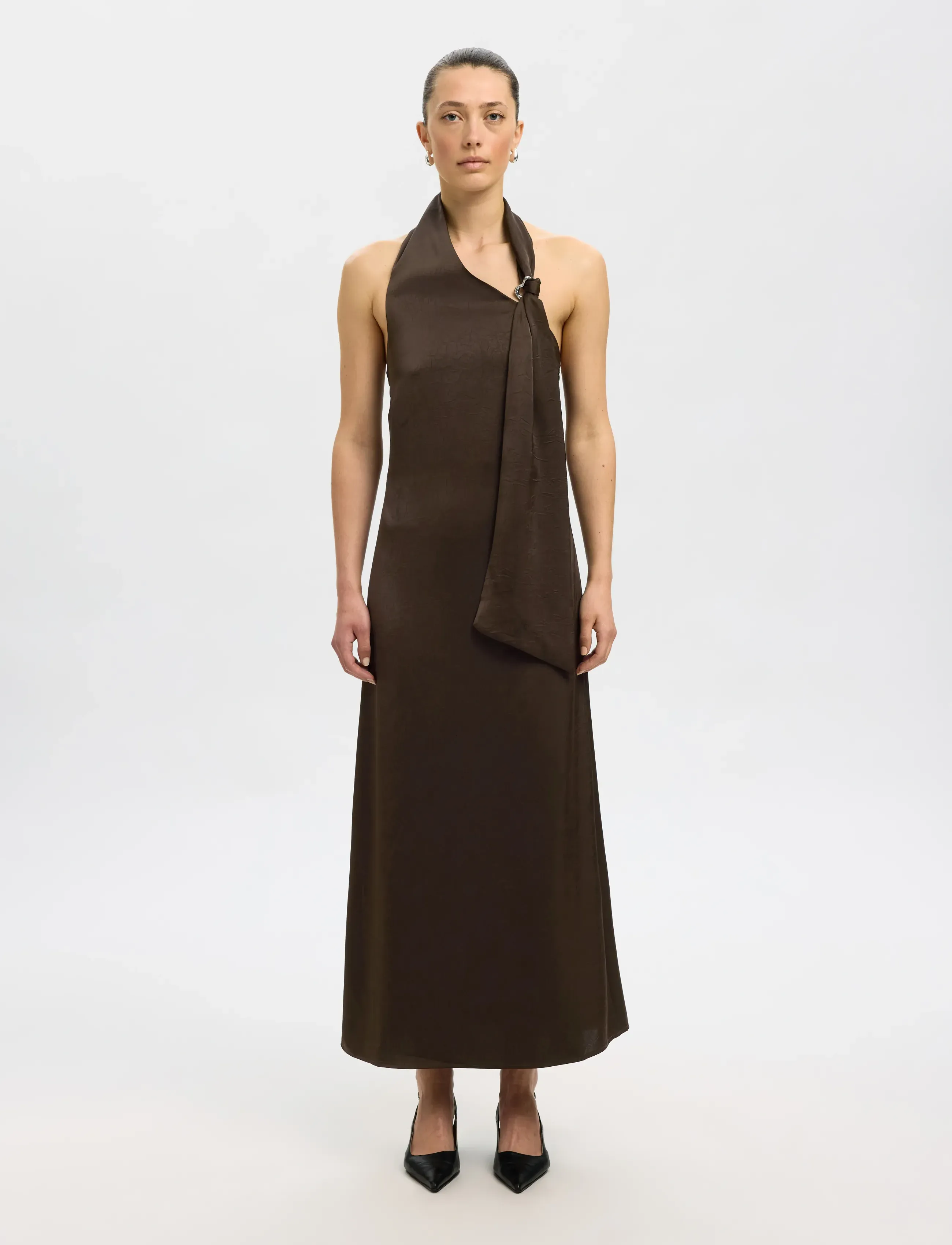 Selected SLFCECILIA SLIM NECKHOLDER ANKLE DRESS B - Selected - DELICIOSO / brown