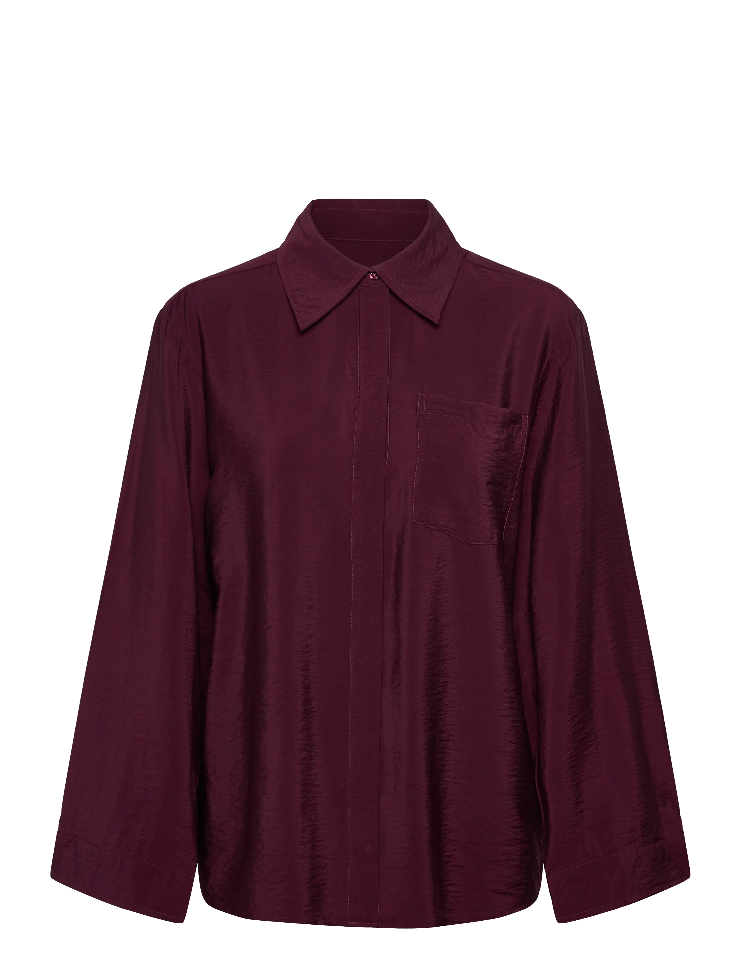 Selected SLFTERESA RELAXED LS SHIRT B - Tøj - FIG / burgundy