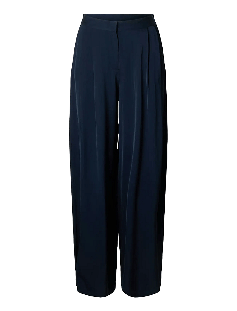 Selected - SLFLEONORE HW WIDE PANT B - vida byxor - dark sapphire - 1